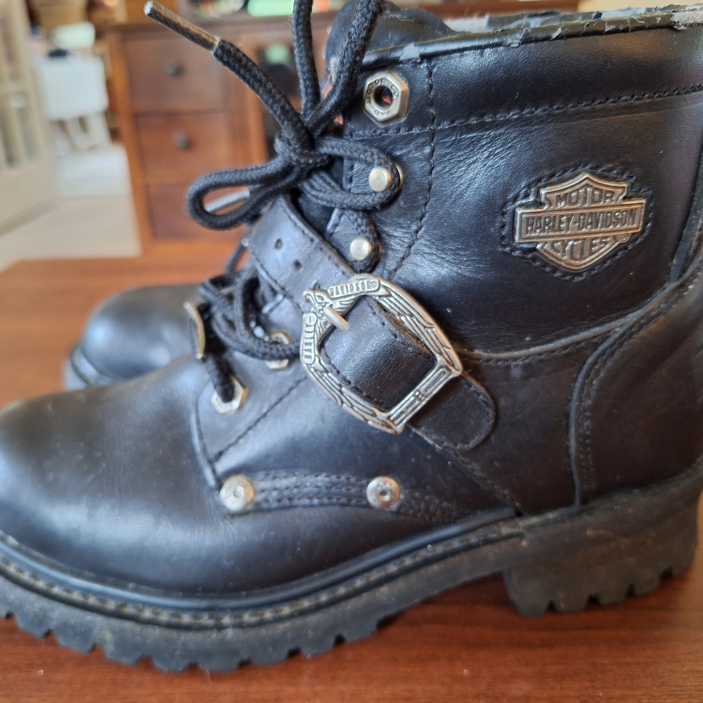 Harley-Davidson Black Leather Ankle Biker Grunge Boots Sz 7